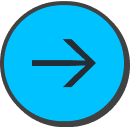 A blue circle with a black arrow pointing right in the center, outlined by a dark gray border.